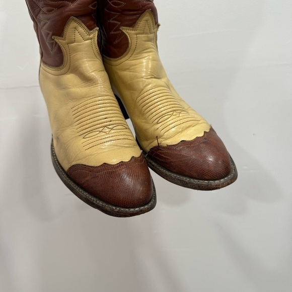 Tony Lama Vintage Cowboy Boots Women’s 6.5 Tan Brown Leather - Picture 6 of 11